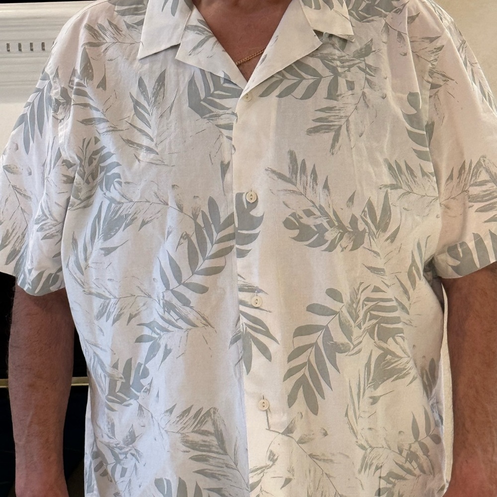 Banana Republic White and Gray Casual Button Down Shirt